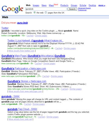 Відача Google по запросу gurubob