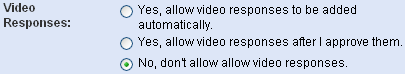 Запретить видео комментарии
